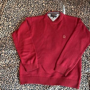 Tommy Hilfiger Red Heavyweight crew neck Sweater Men's Lg Vintage Knit